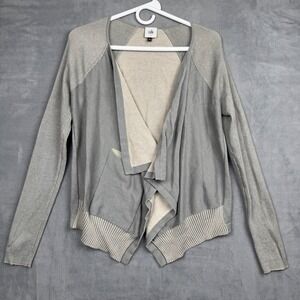 Cabi Women‎ Gray Drape Front Cardigan Sweater Size S 100% Cotton